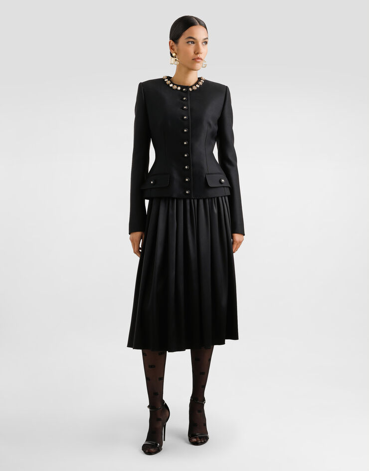 Dolce & Gabbana Skirt with metal logo Black F4CLNTGDDBL