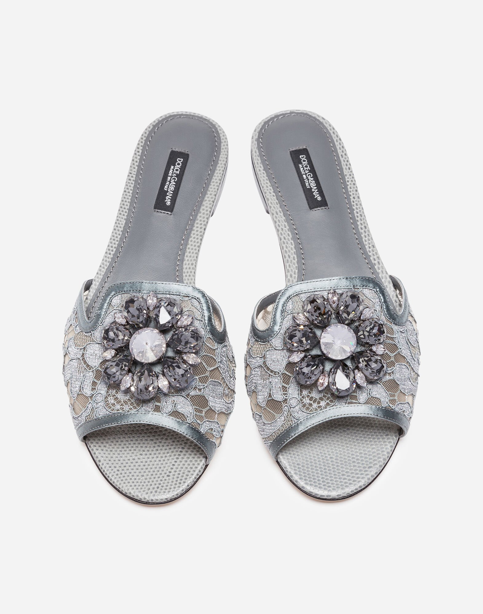 【残りわずか】DOLCE & GABBANALACE＊SLIDERS WITH CRYSTALS Lace Sliders With Crystals - Women | Dolce&Gabbana