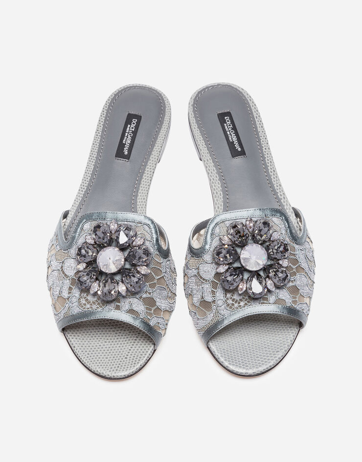 Dolce & Gabbana Sandale aus spitze mit kristallen GRAU CQ0023AG667