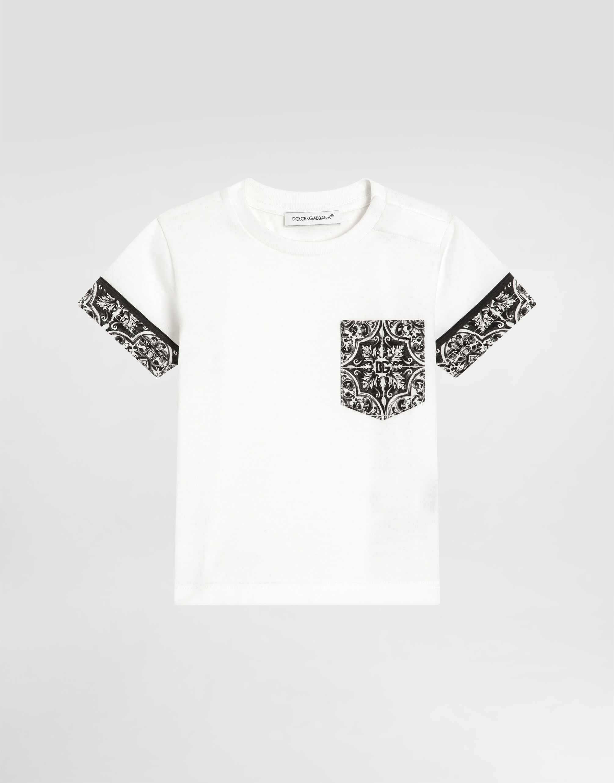Majolica-print short-sleeved jersey t-shirt in Multicolor