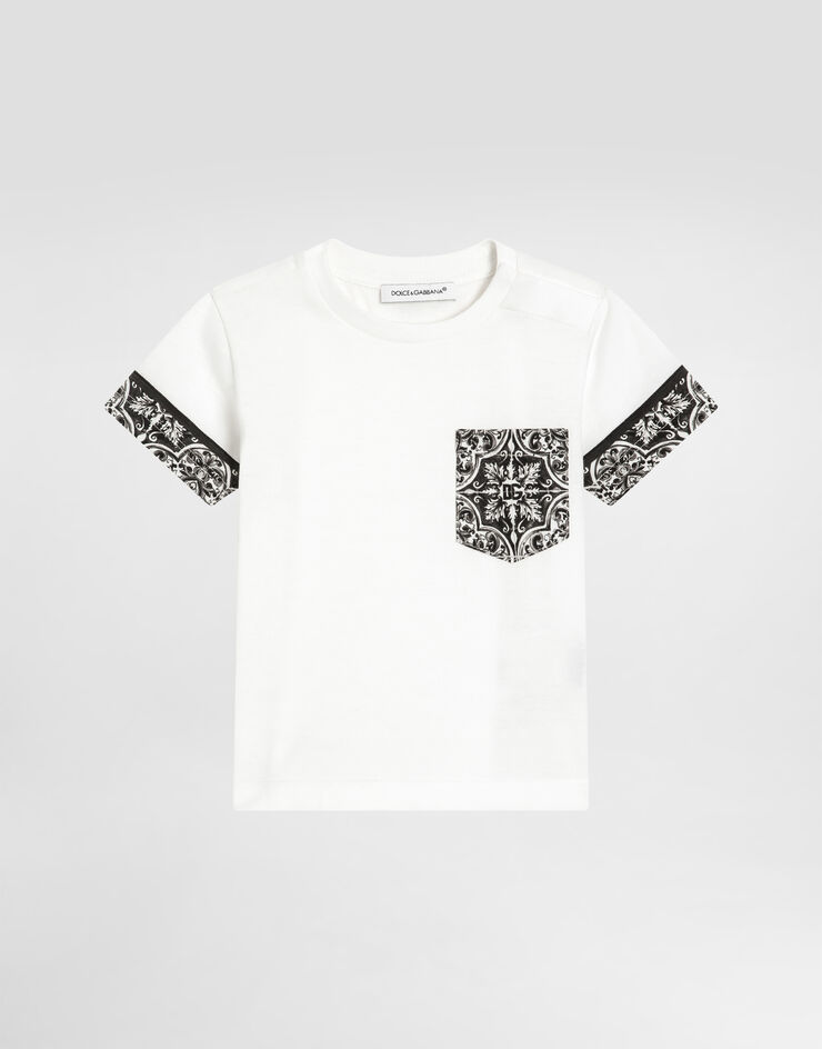 Dolce & Gabbana Camiseta de manga corta de punto con estampado de mayólica Multicolor L1JTITG7O9G