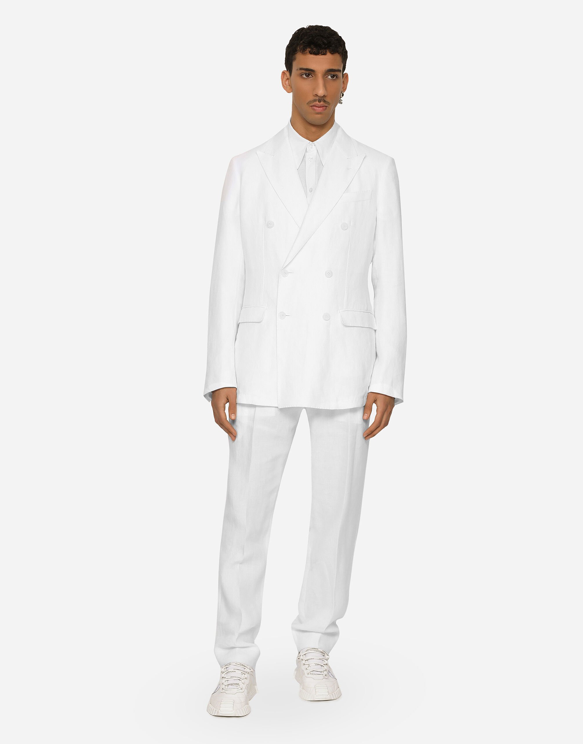 Double-breasted linen Taormina jacket in White for Men
