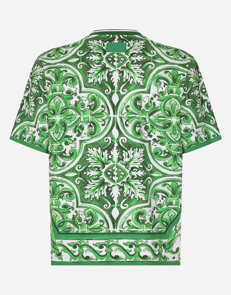 Dolce & Gabbana Camiseta de algodón con estampado Maiolica Imprima G8PN9TII7C1