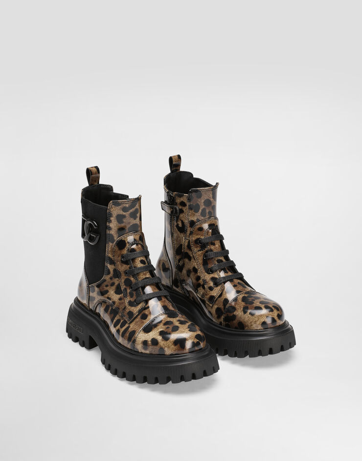 Dolce & Gabbana Stivaletto in pelle di vitello lucida stampata Stampa D11360AM568