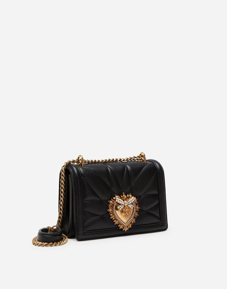 Dolce & Gabbana Маленькая сумка с плечевым ремнем Devotion из стеганой наппы ЧЕРНЫЙ BB6880AV967