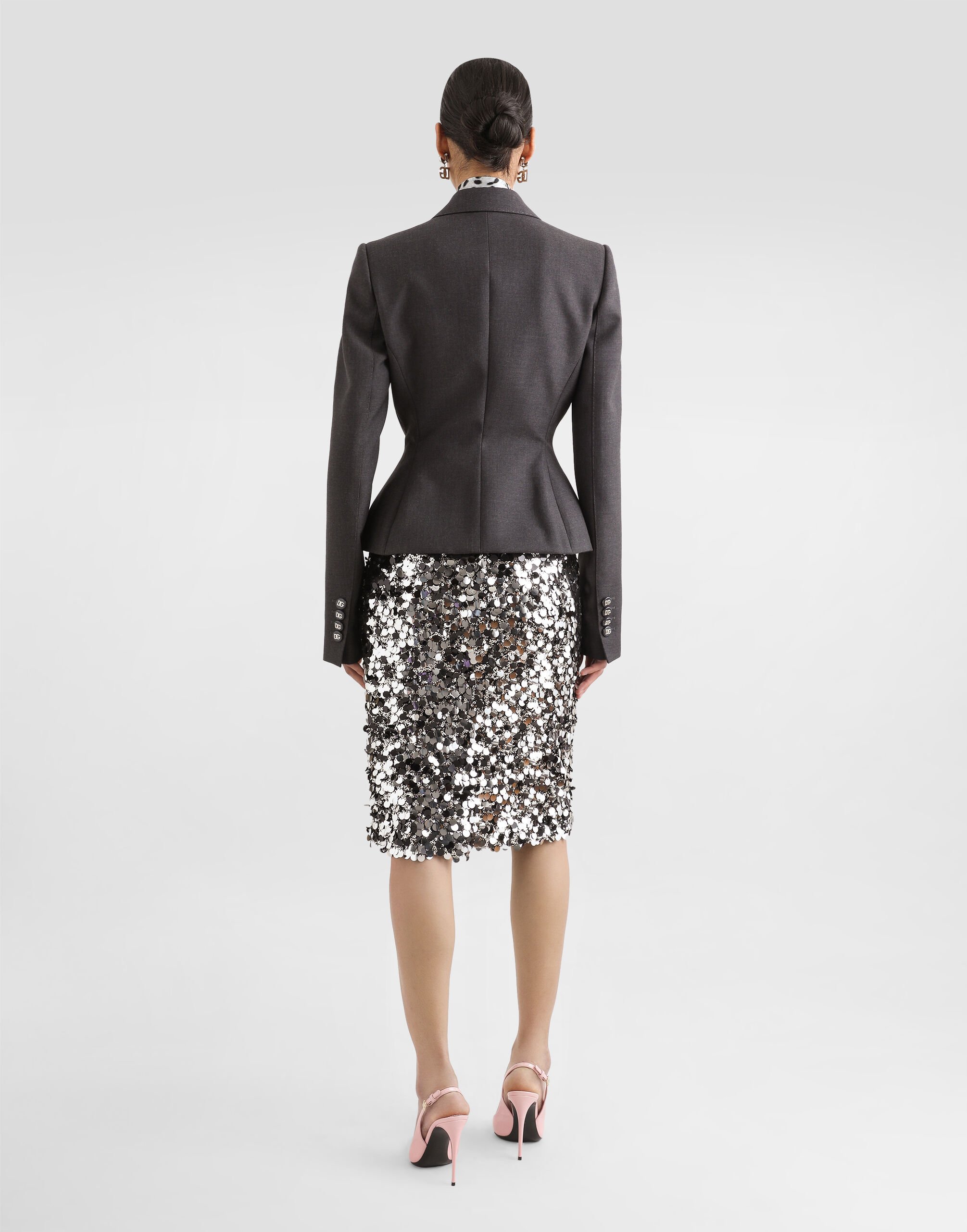 Sequined midi skirt in Silver for Women | Dolce&Gabbana®