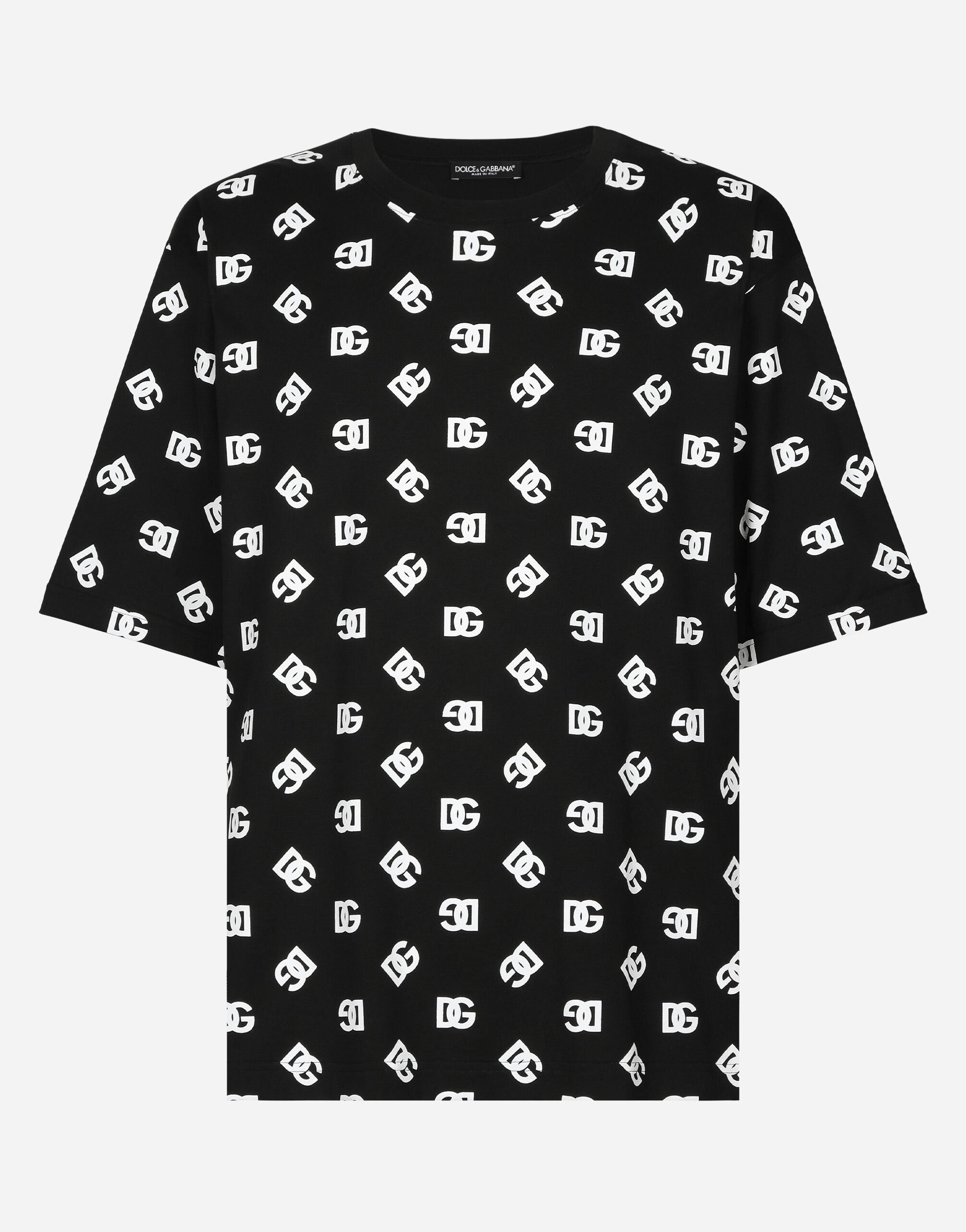 Dolce & Gabbana Short-sleeved cotton T-shirt with DG Monogram Multicolor GXZ11TJBSHI
