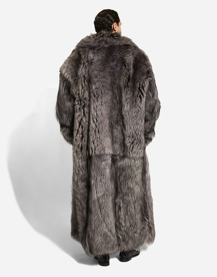 Dolce & Gabbana معطف من فرو شيرلينغ طويل رمادي G049VLFUP88