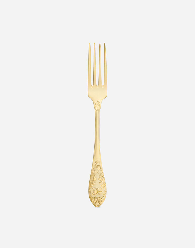 Dolce & Gabbana 24k Gold Plated Dessert Fork Multicolor TCP004TCA49