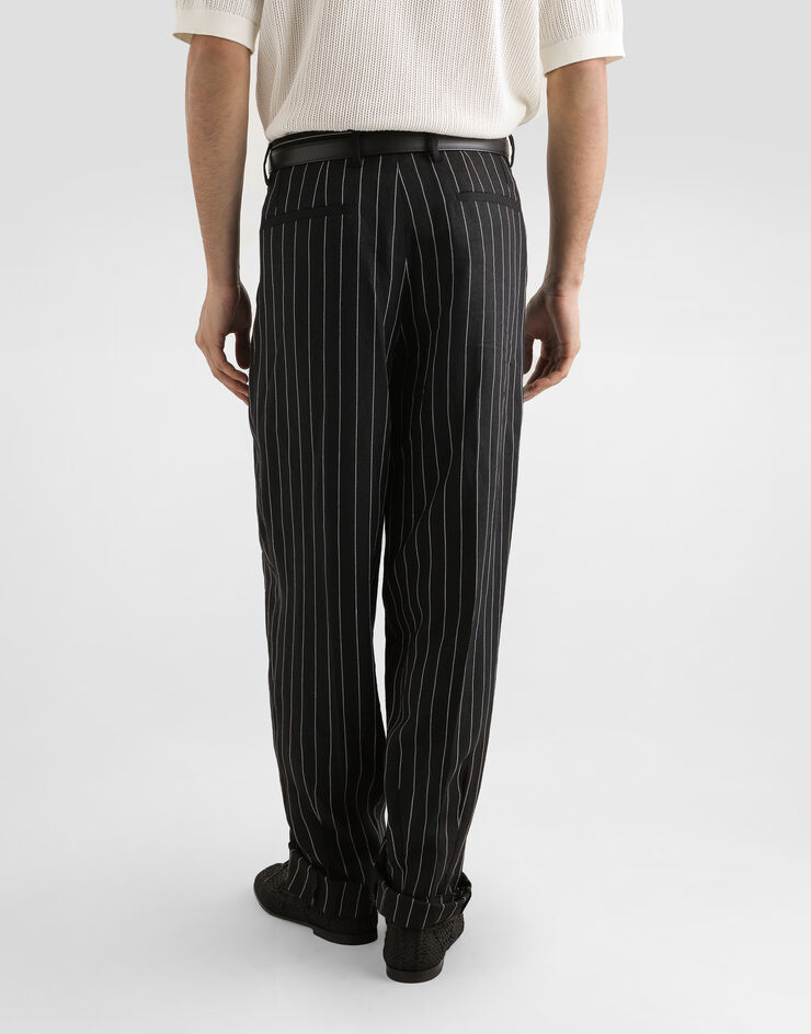 Dolce & Gabbana Pinstripe linen-blend pants with double darts Multicolor GP10DTFR3F0