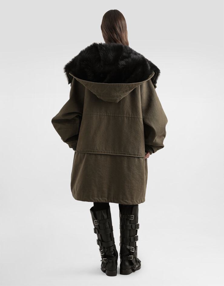 Dolce & Gabbana Cotton canvas oversized parka Green F9T49ZFU6YD