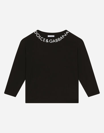 Dolce & Gabbana Jersey T-shirt with logo print Black L4JTEYG7K8Z