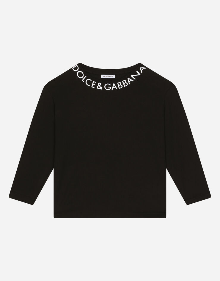 Dolce & Gabbana Jersey T-shirt with logo print Black L4JTEFG7IJ5