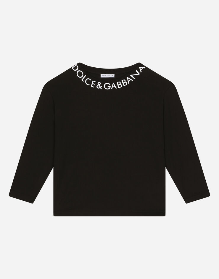 Dolce & Gabbana T-shirt in jersey stampa logo Black L4JTEFG7IJ5
