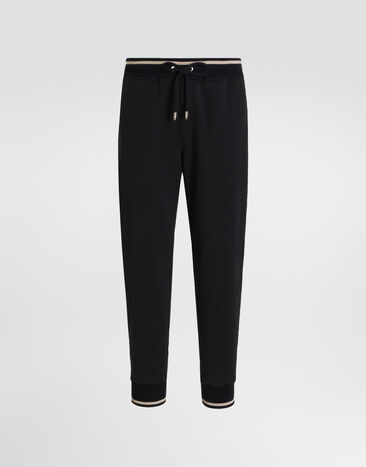 Dolce & Gabbana Cotton jogging trousers with embroidery Blue GVS2HZG7P9L
