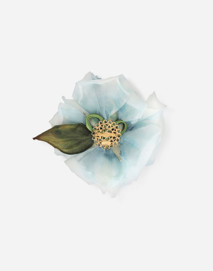 Dolce & Gabbana Broche avec fleur en soie Bleu Ciel GY005AG0UBS