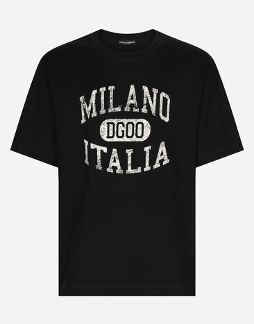 Dolce & Gabbana Camiseta de algodón con logotipo DG estampado Multicolor G8PN9TG7NPZ