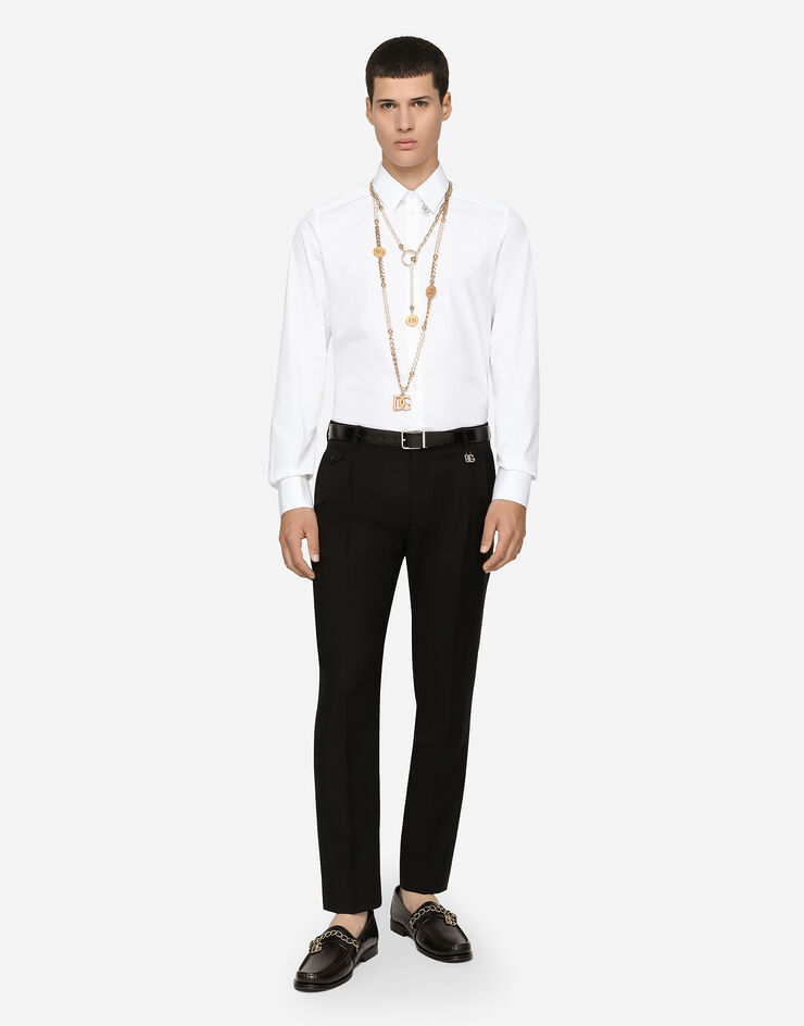 Dolce & Gabbana Camisa Gold de algodón con parche DG Blanco G5EJ0TGF114