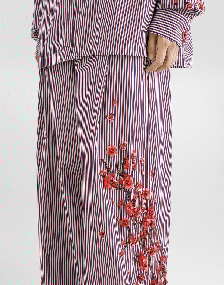 Dolce & Gabbana Cotton vanity trousers with embroidery and piping Dolce & Gabbana Cotton vanity trousers with embroidery and piping Multicolor GP1N9ZGK177