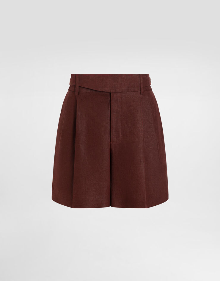 Dolce & Gabbana Linen fabric shorts with double darts Multicolor GP10WTFU4MC
