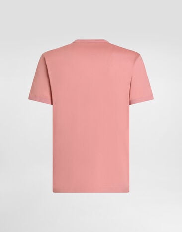 Dolce & Gabbana T-shirt en coton avec patch Pink G8PV1ZG7P3N