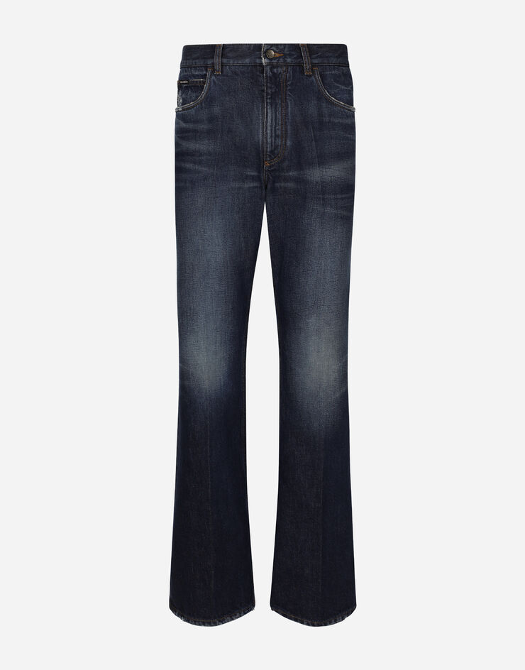 Dolce & Gabbana Blaue Oversize-Denim-Jeans mit ausgestelltem Bein Blau GP02UDG8KF5