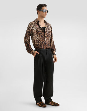 Dolce & Gabbana Leopard-print gold twill shirt Print G5NP9TIS1B7
