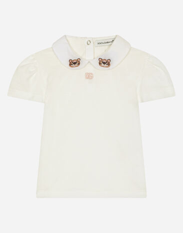 Dolce & Gabbana Jersey T-shirt with baby leopard embroidery Multicolor DK0065AC513