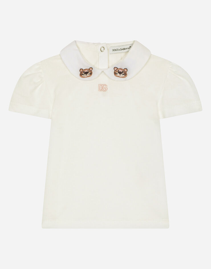 Dolce & Gabbana T-Shirt aus Jersey mit Stickerei Baby Leo Weiss L2JTKIG7G4N