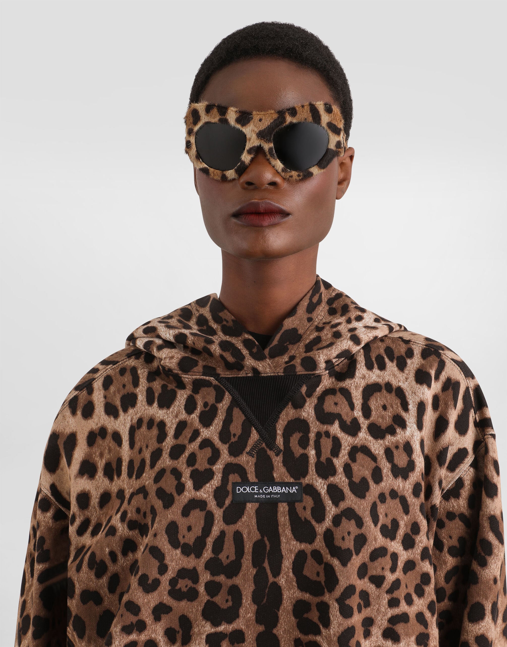 Printのウィメンズ レオプリント コットン フーディ | Dolce&Gabbana®