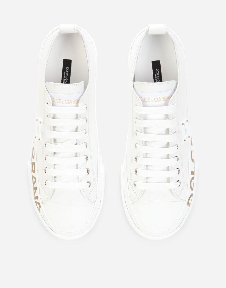 Dolce & Gabbana Calfskin Portofino light sneakers with logo-detailed plate and logo print White CK1886AO515