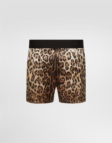 Dolce & Gabbana 레오파드 프린트 실크 쇼츠 인쇄 M4F05TONR26