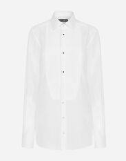 Dolce & Gabbana Cotton tuxedo shirt with piqué shirt front Print F7W98THS5NO