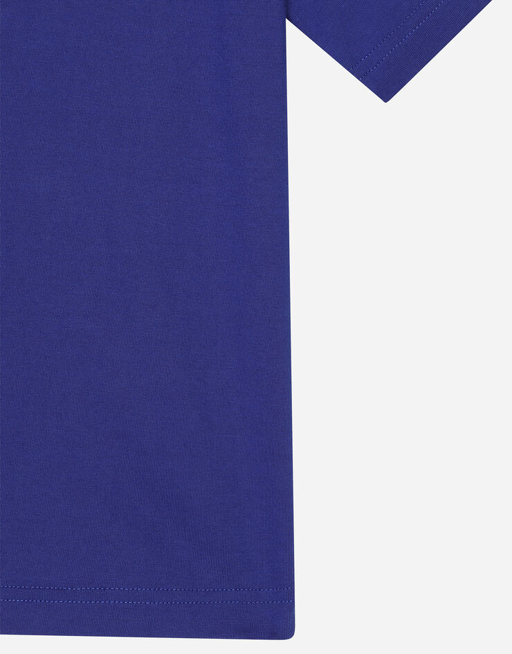 Dolce & Gabbana Jersey T-shirt with logo tag Blue L4JTHVG7NPT