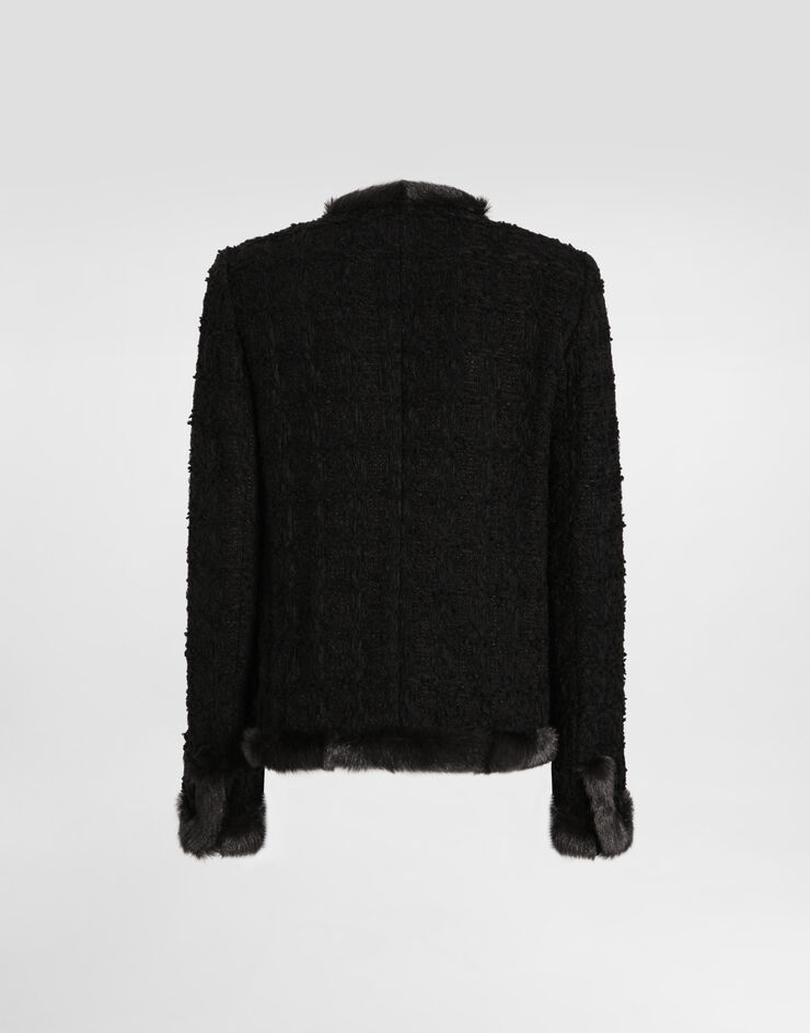 Dolce & Gabbana Single-breasted tweed jacket Black F27HIZHUMJK
