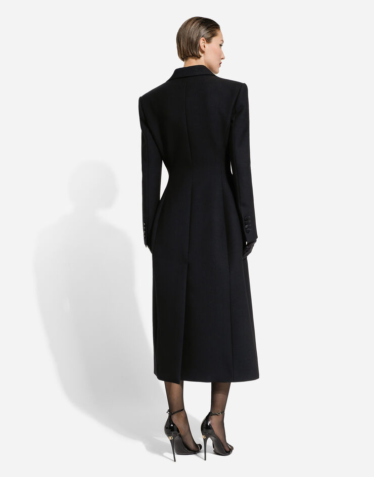 Dolce&Gabbana Long single-breasted wool cady coat Black F0W0JTHUMTB
