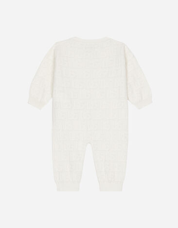 Dolce&Gabbana Long-sleeved jacquard knit onesie White L0EGI1JFMU2