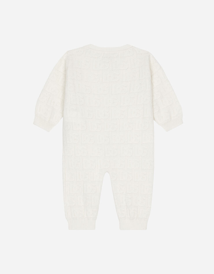 Dolce&Gabbana ロングスリーブカバーオール ジャカードニット ホワイト L0EGI1JFMU2