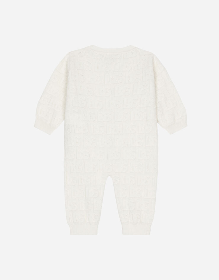 DolceGabbanaSpa Long-sleeved jacquard knit onesie White L0EGI1JFMU2