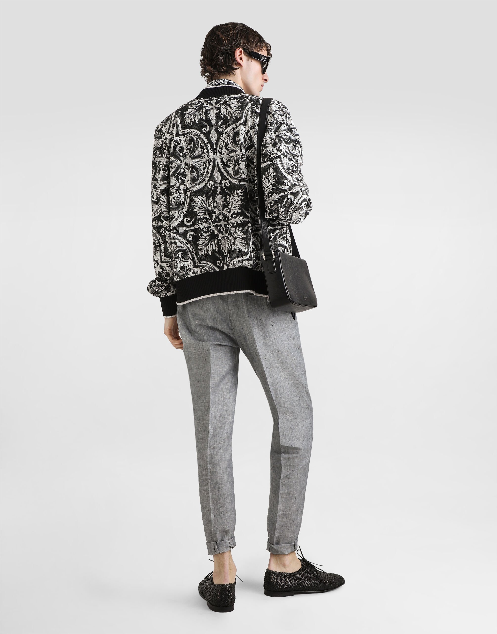 Majolica-print cordonetto lace jacket in Multicolor for Men