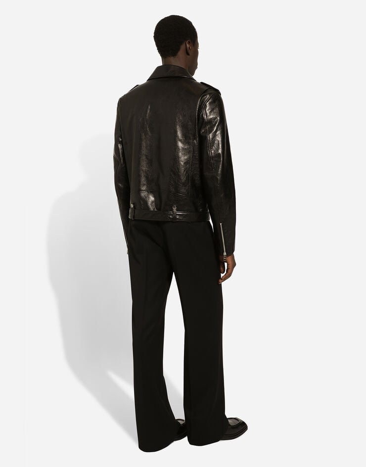 Dolce & Gabbana Belted leather biker jacket Nero G9ATTLHULUJ