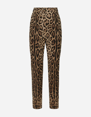 Dolce & Gabbana High-waisted pants in leopard-print wool Black FTCHMTFURJL