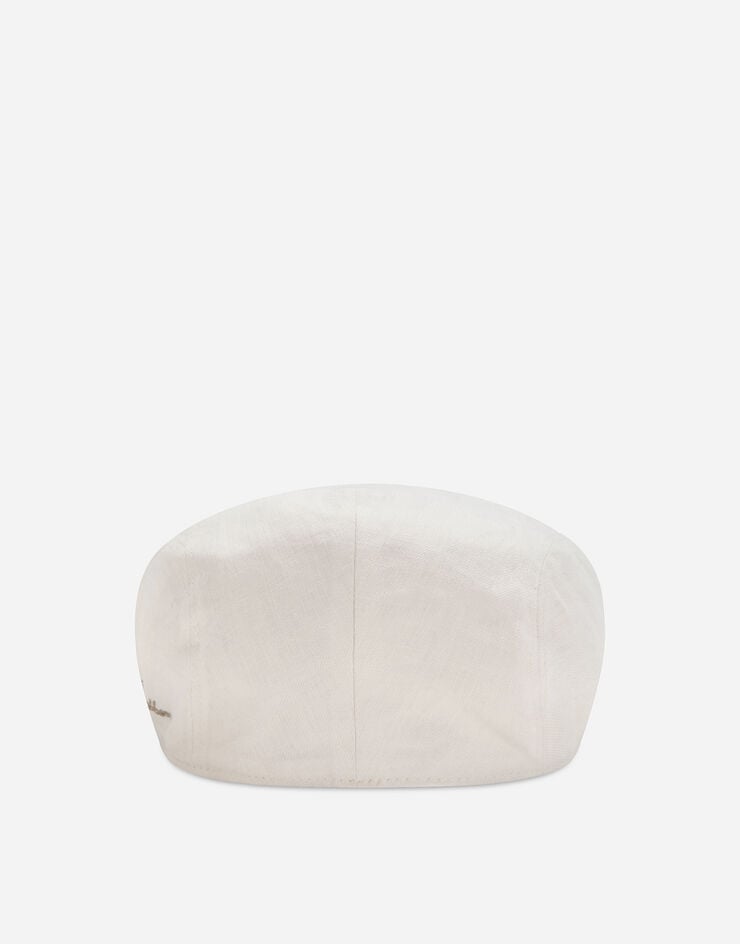 Dolce & Gabbana Gorra inglesa en sarga de lino con logotipo Dolce&Gabbana bordado Blanco GH587ZFU4L0
