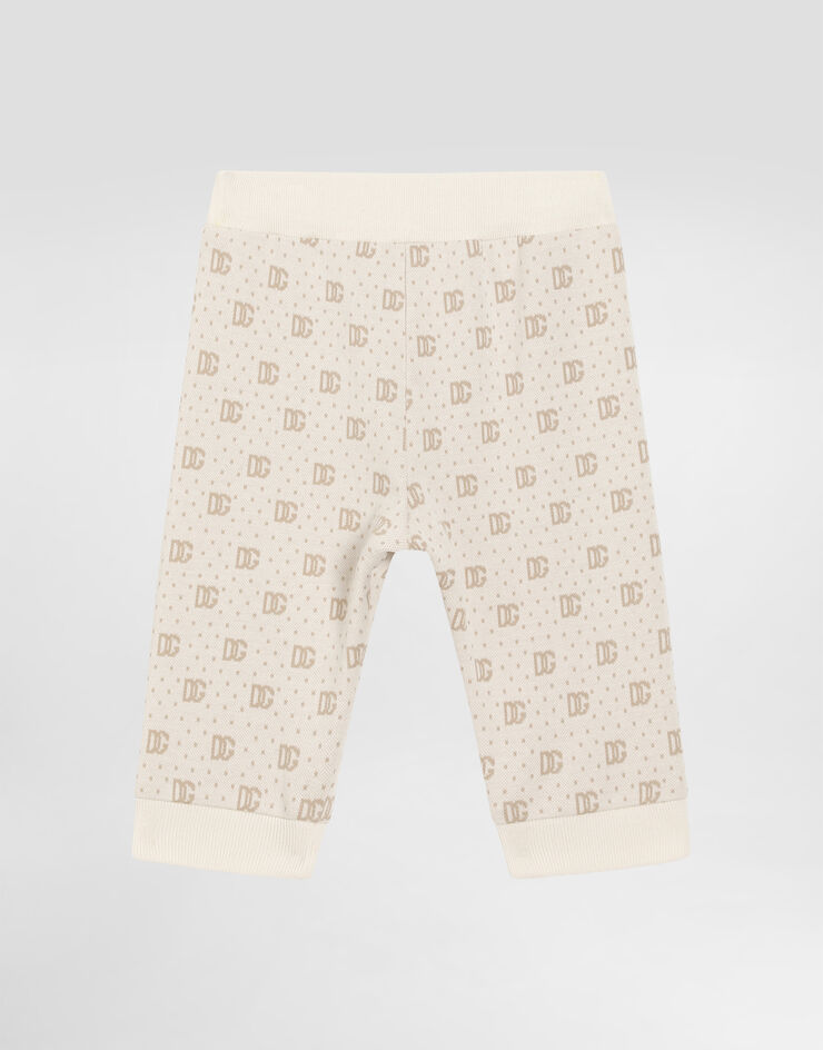 Dolce & Gabbana Polka-dot jacquard knit pants with DG logo Multicolor L1JPKEFJ7EA