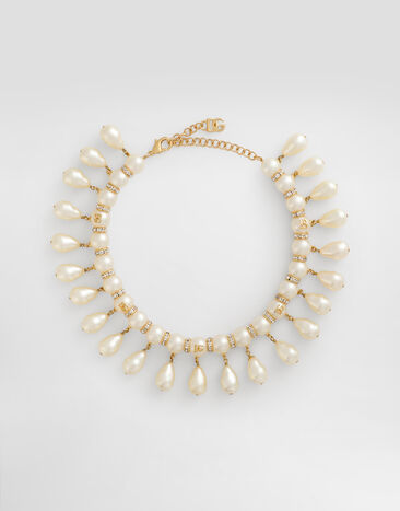 Dolce & Gabbana Choker with spheres, teardrop details and DG logo White WNR2Y2W1111
