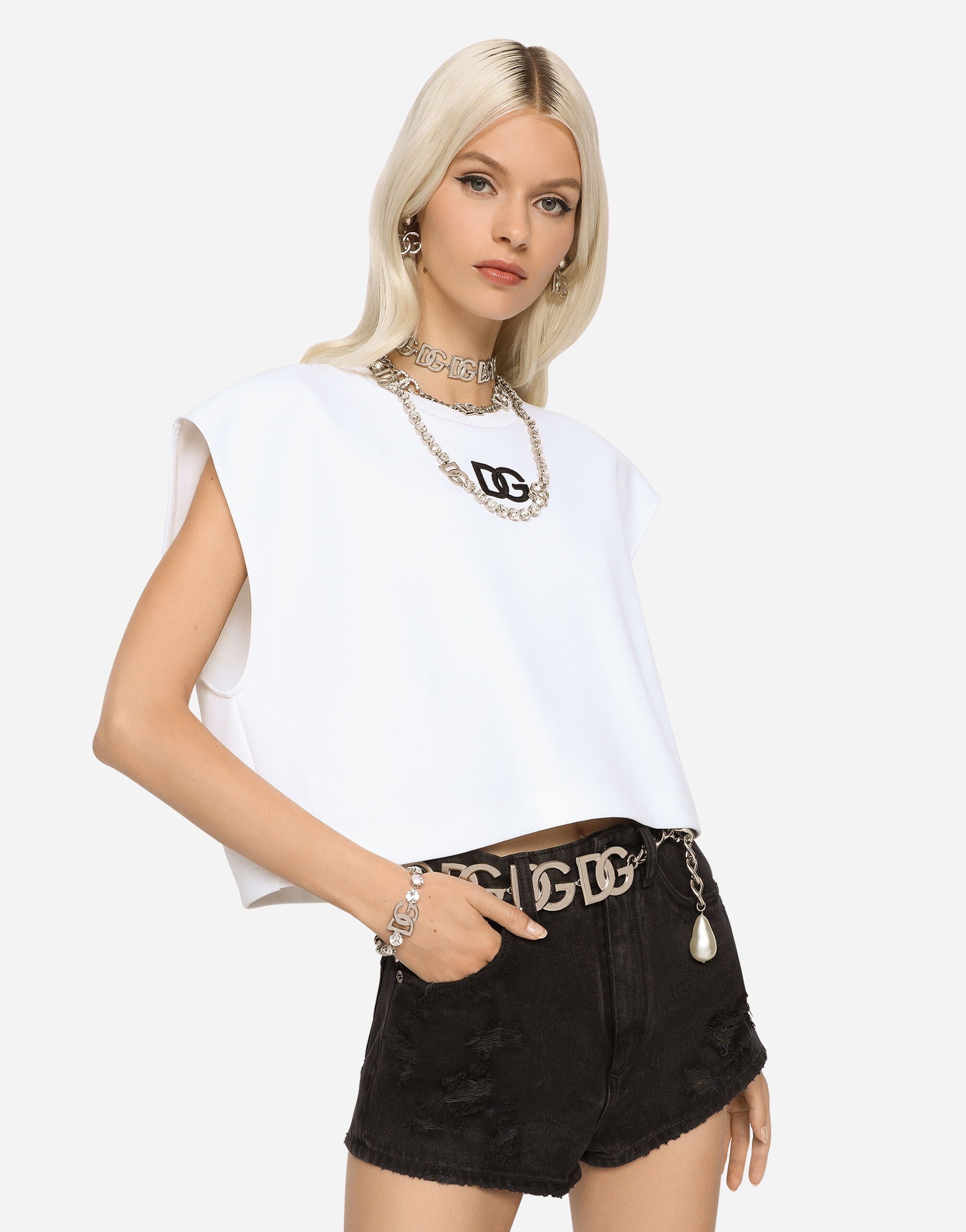 KIM DOLCE GABBANA Chain belt with DG multi logo in Silver for Women Dolce Gabbana US