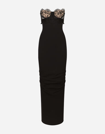 Dolce & Gabbana Long jersey Milano rib dress with corset Pink F6DIHTFURAG
