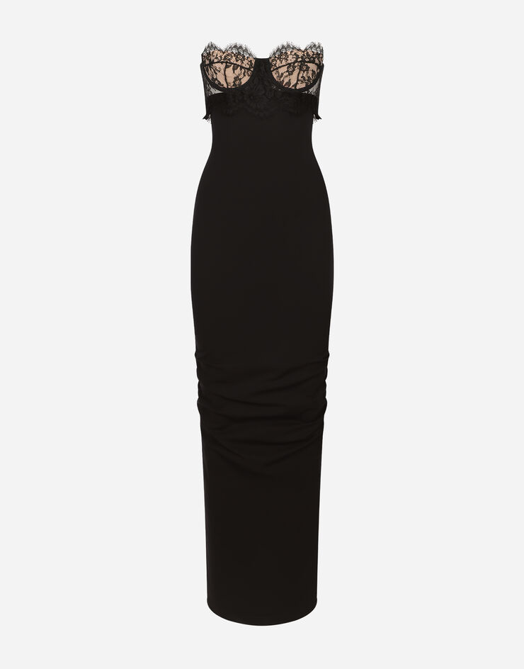Dolce & Gabbana Длинное платье из джерси пунто с бюстье черный F6DBUTFUGPO