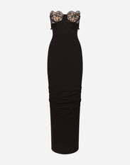 Dolce&Gabbana Long jersey Milano rib dress with corset Black F6DKITFU1AT