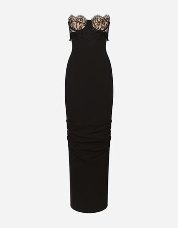 Dolce & Gabbana Vestido largo de punto milano con corsé Imprima F6GADTHS1KD